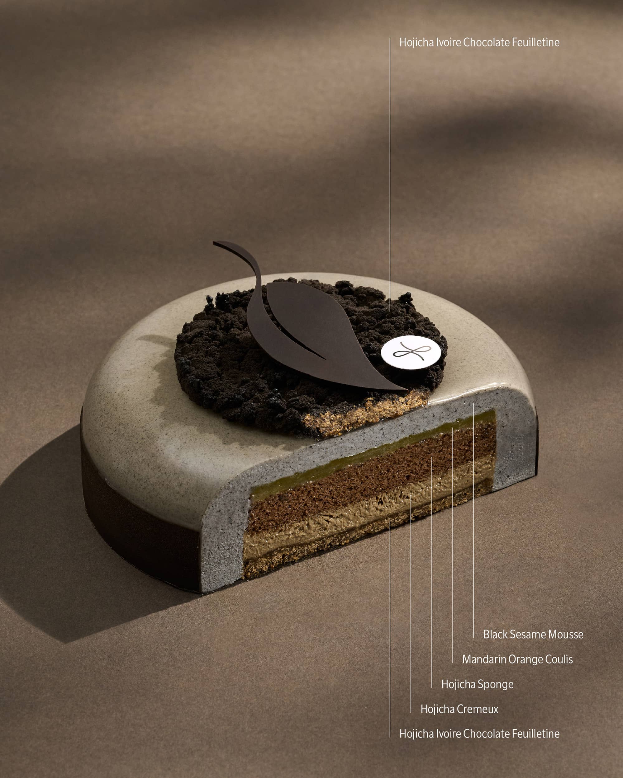 2025 Father’s Day Cake — Hojicha Black Sesame Mandarin