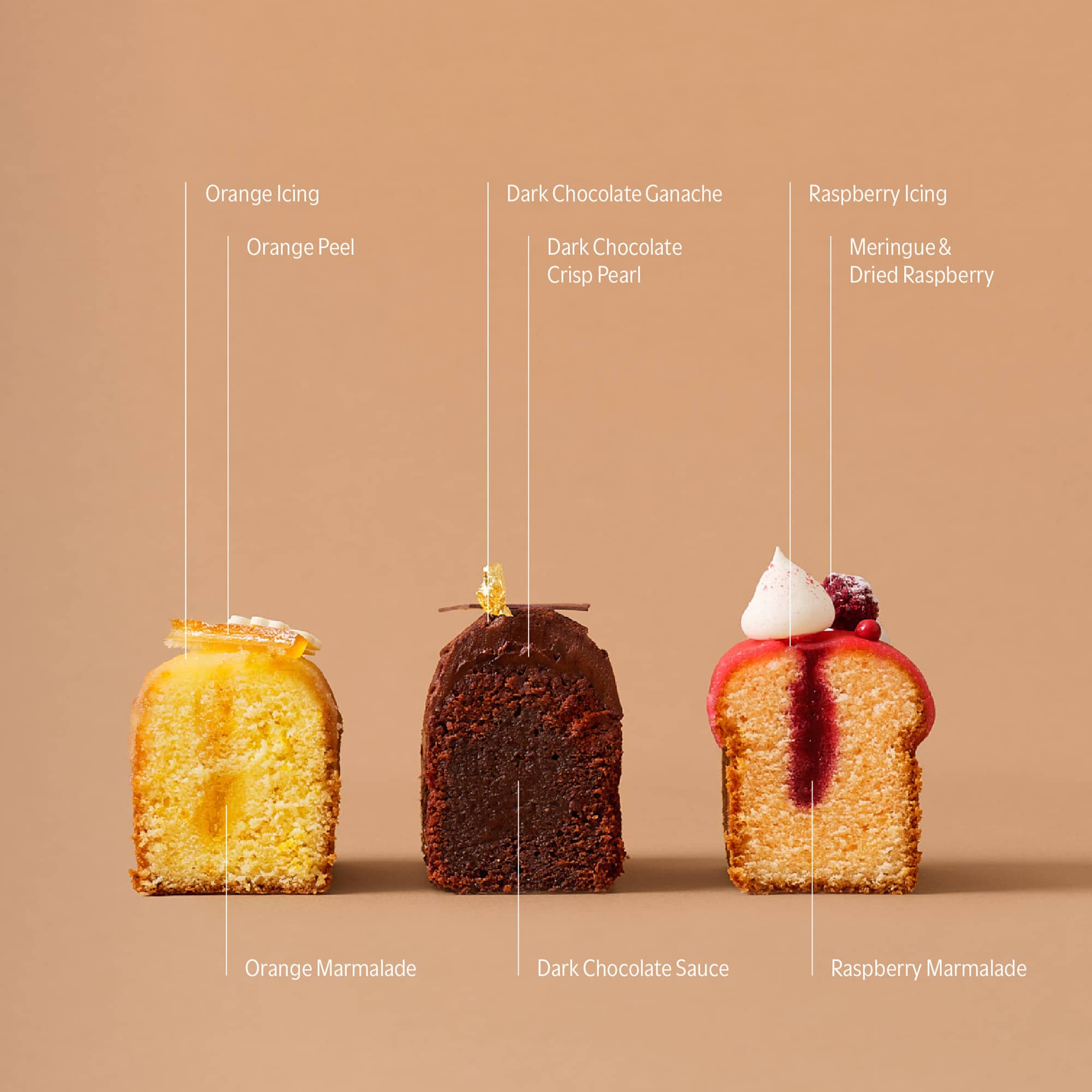 The orange marmalde, dark chocolate sauce, and raspberry marmalade filling of our 2024 CNY pound cake