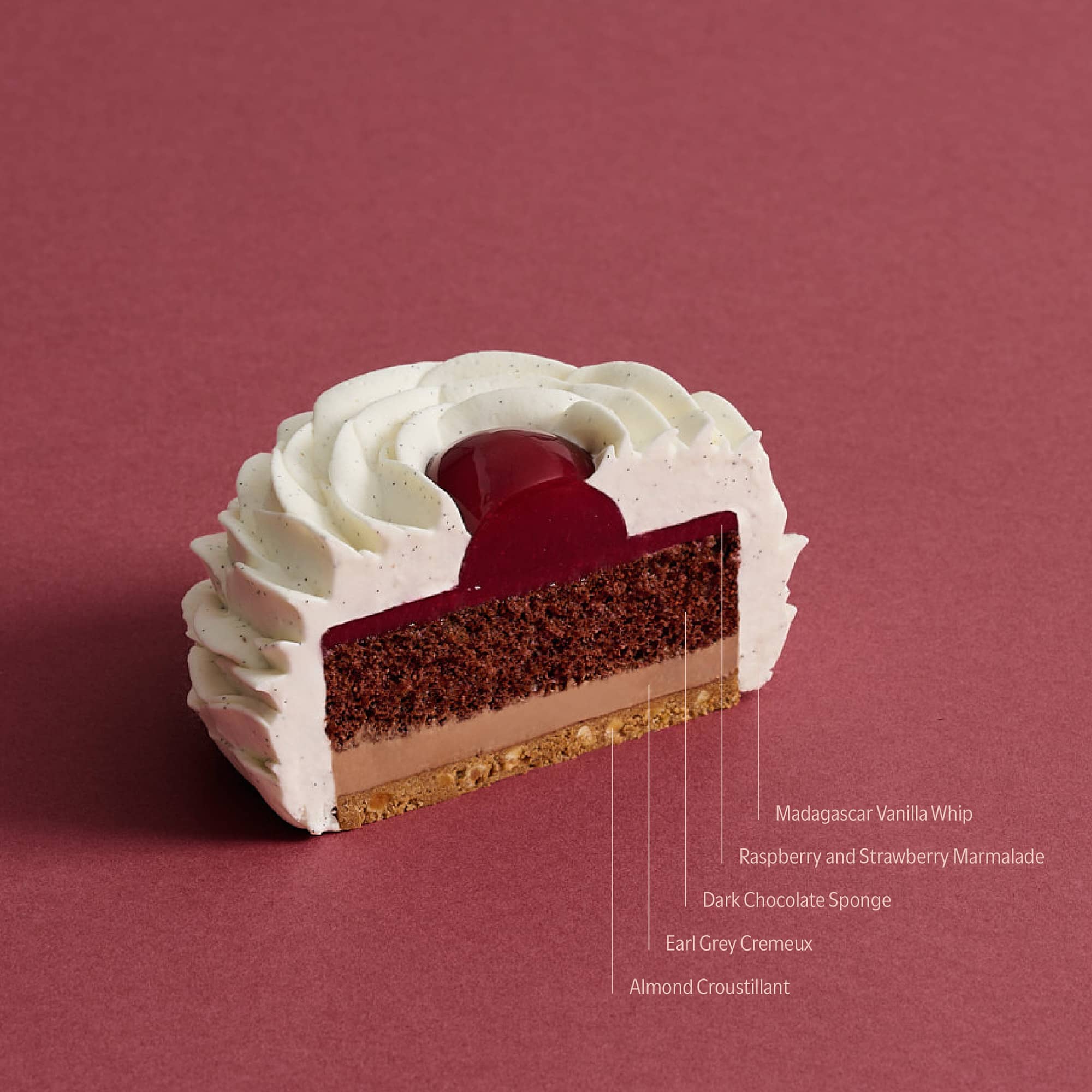 The inside of Earl Grey Vanilla Raspberry 2024 Valentines Cake