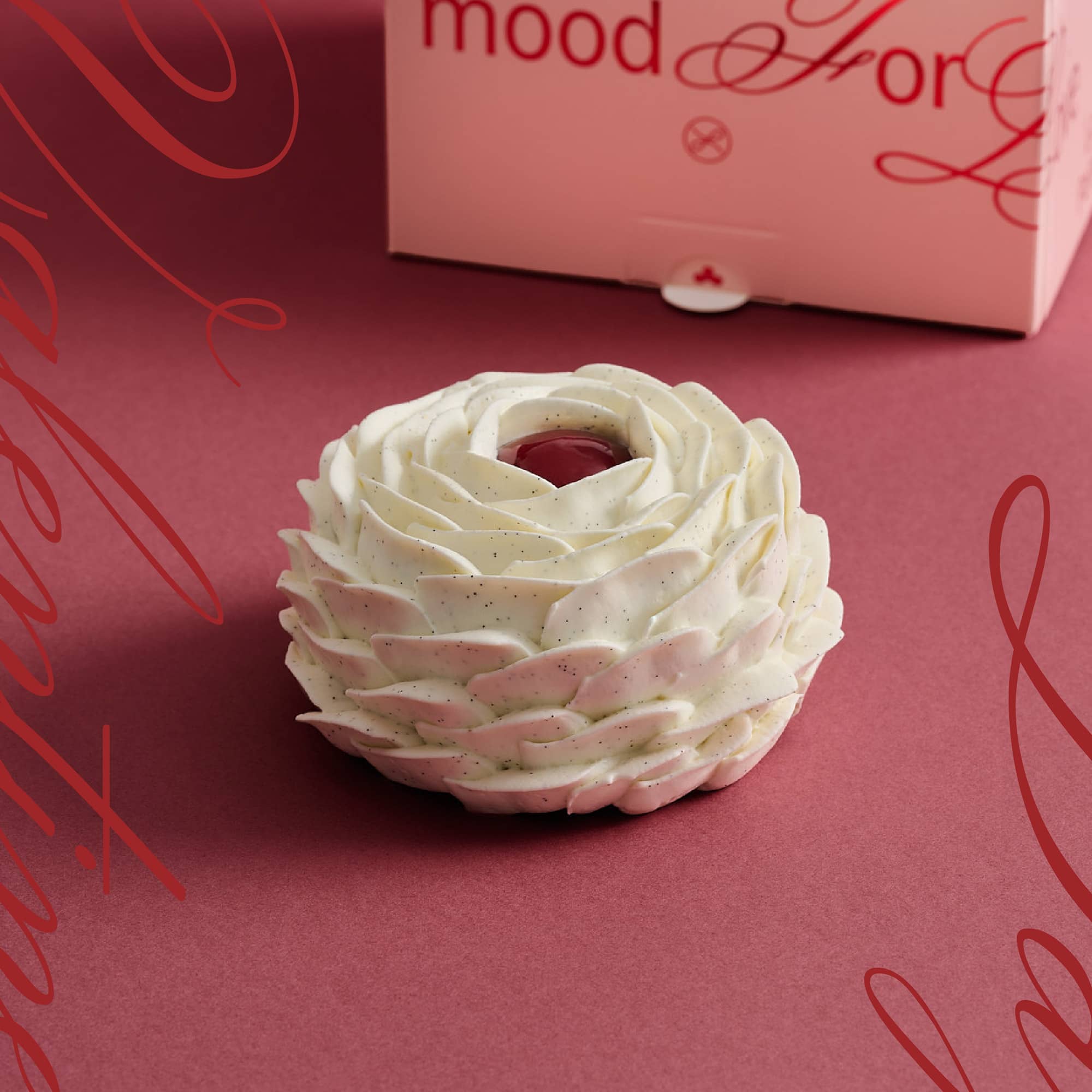 2024 Valentines Cake with Vanilla Rose Petals
